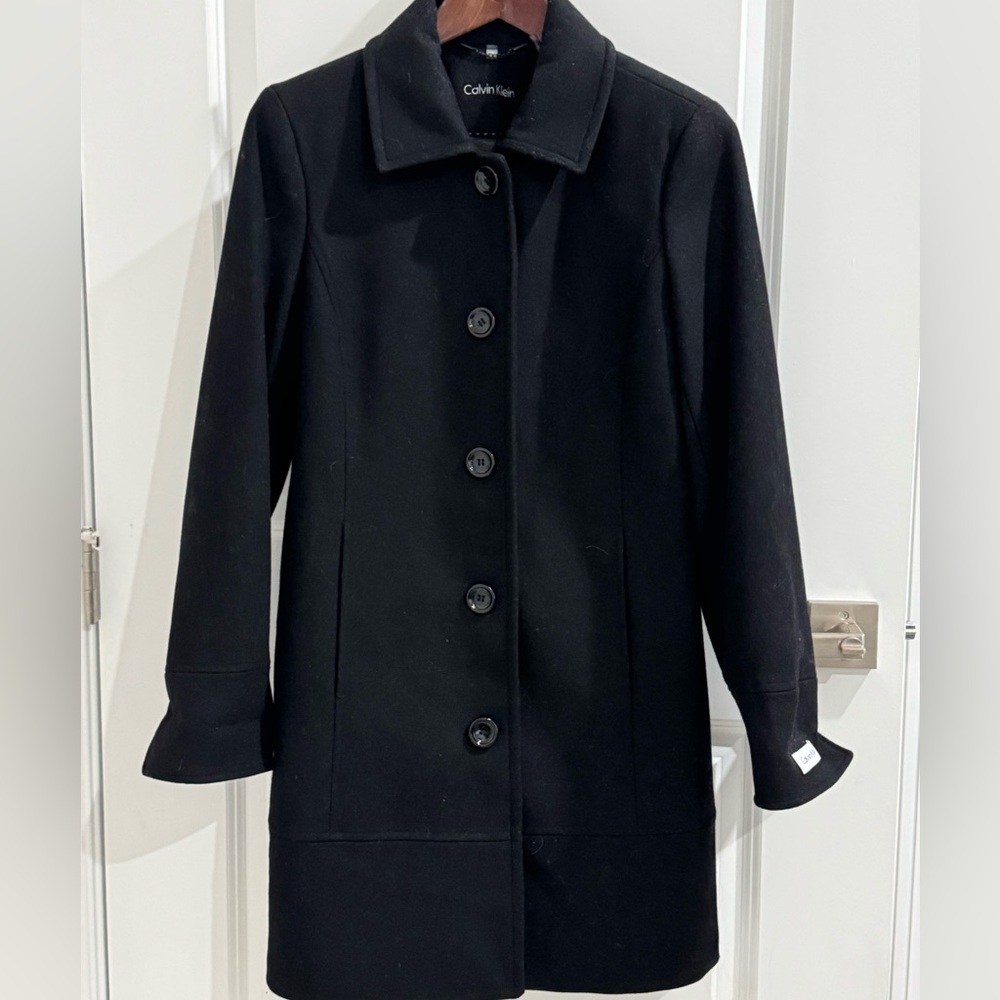 Calvin Klein Women's Classic Black Wool Coat